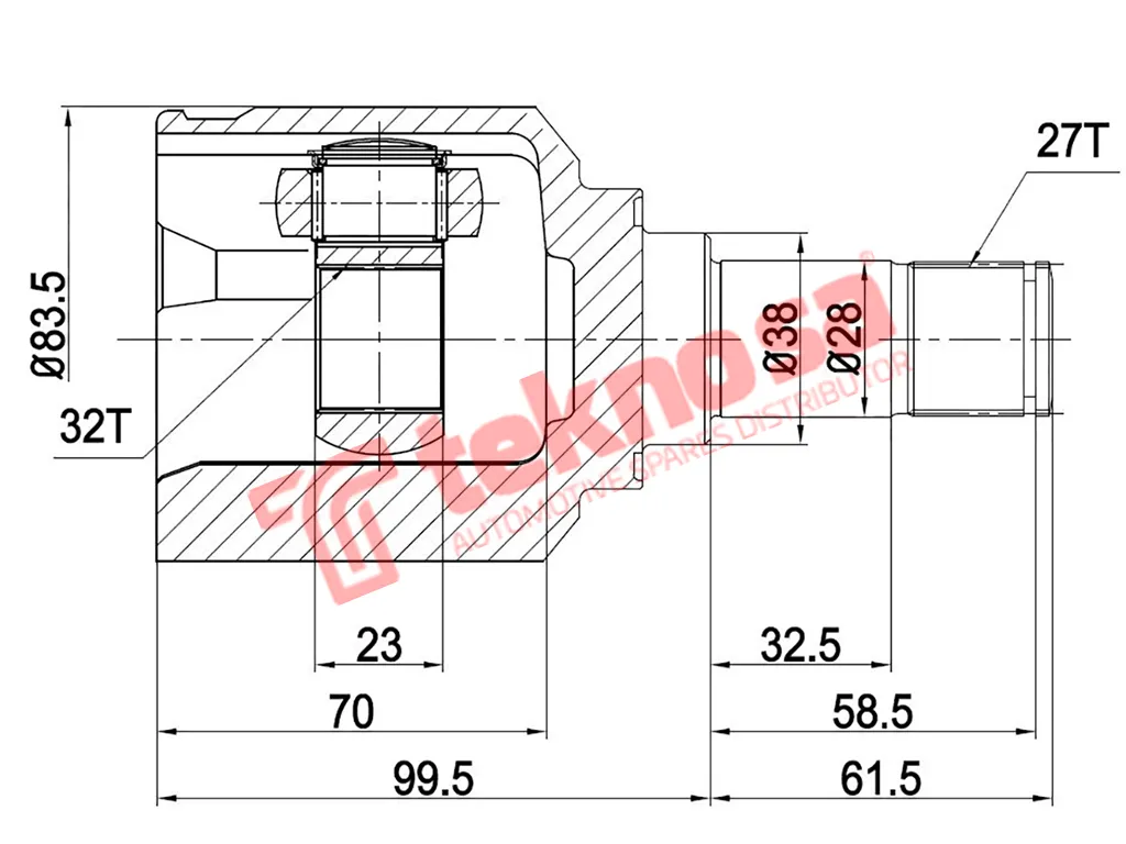 Thumbnail image of Inner Cv Joint - HO6413